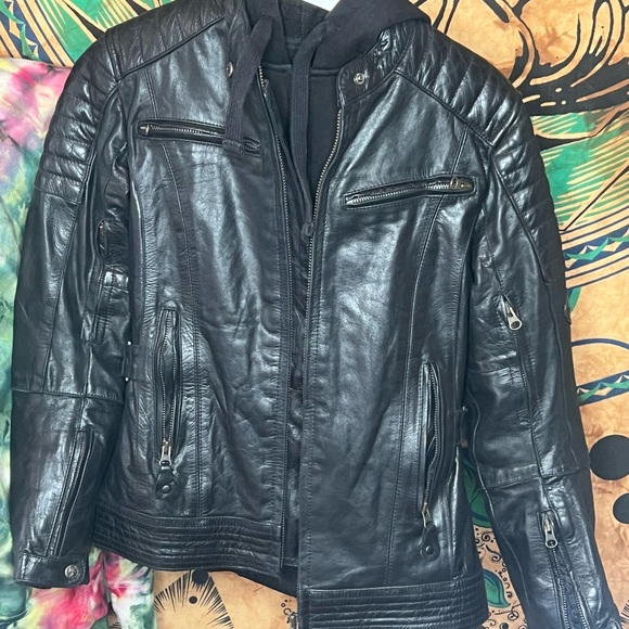 street and steel Jackets & Blazers - Black Leather Motorcycle Jacket for Women